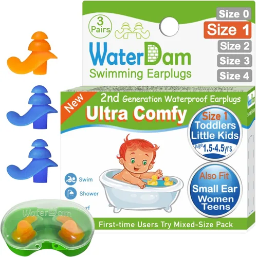 Miniatura 9 de WaterDam A-Series - Tapones de natación para los oídos, ultra cómodos, grandes, impermeables