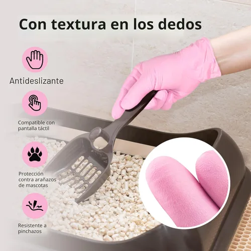 Miniatura 4 de SwiftGrip Guantes industriales desechables de nitrilo rosa, 3 mil, sin látex, para limpieza y esteticista, sin goma, sin polvo, caja de 100