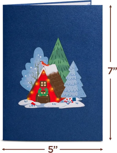 Miniatura 2 de Paper Love Tarjeta desplegable 3D de Navidad de pueblo mágico, regalo para invierno, Navidad o fiestas, portada de 5 x 7 pulgadas, incluye sobre