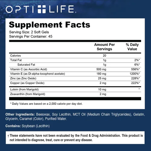Miniatura 7 de Opti + AREDS 2 Suplementos Suplementos para la visión y la salud ocular para adultos Incluye luteína, zeaxantina, zinc y vitamina C para apoyo