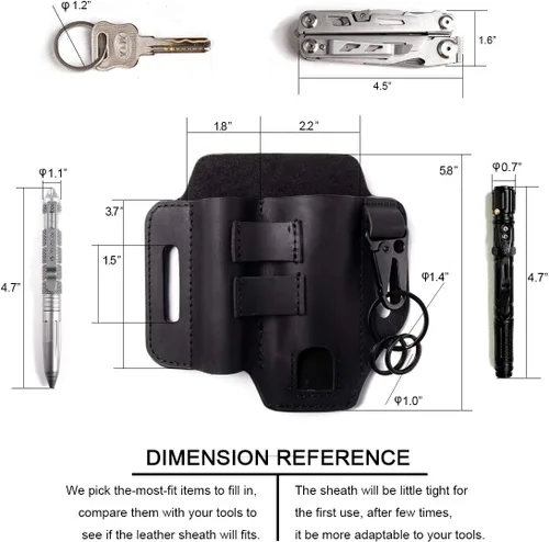 Miniatura 5 de Gentlestache - Funda de cuero para Leatherman, funda multiherramienta, EDC, organizador de bolsillo con llavero para cinturón y funda para linterna