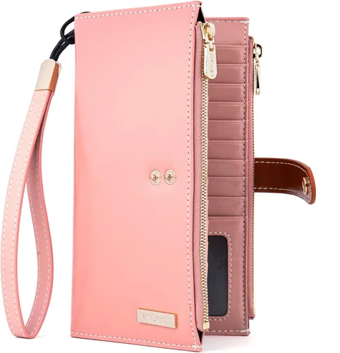 Miniatura 21 de ANDOILT - Cartera de cuero genuino para mujer con bloqueo RFID para tarjeta de crédito con cremallera