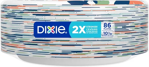 Miniatura 9 de Dixie Platos de papel grandes, 10 pulgadas, 86 unidades, 2 veces más fuertes, aptos para microondas, a prueba de remojo, resistentes a cortes