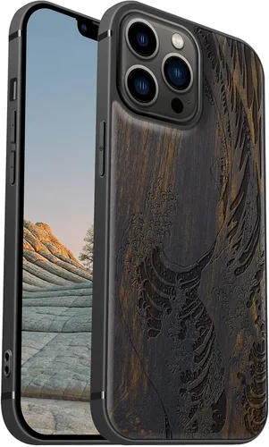 Miniatura 23 de Carveit Funda magnética de madera para iPhone 13 [madera natural y TPU suave] Funda protectora de madera única y elegante a prueba de golpes