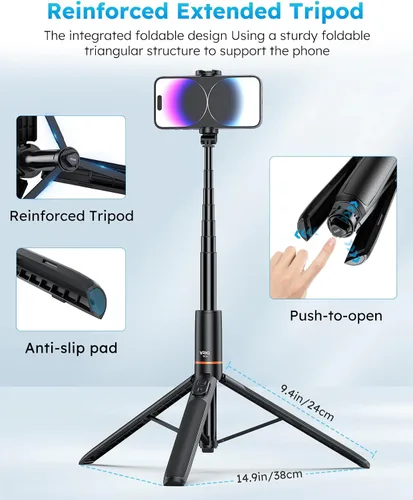 Miniatura 5 de VRIG - Trípode para selfie para teléfono de 63 pulgadas, trípode extensible para teléfono celular con control remoto inalámbrico, soporte de trípode