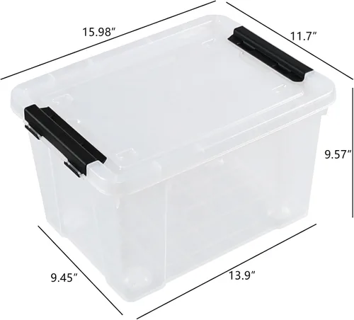Miniatura 4 de Obstnny 4 paquetes de caja transparente de 22 cuartos de galón con ruedas, contenedor de almacenamiento con tapa de plástico