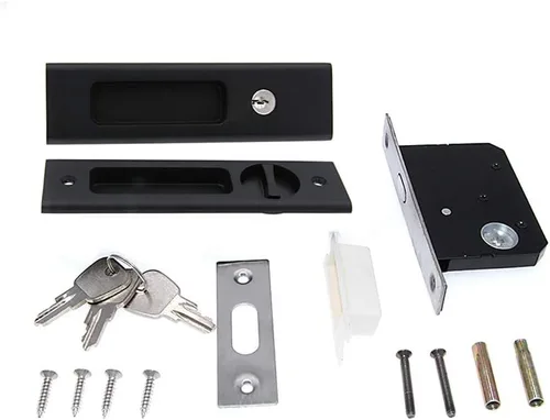 Miniatura 3 de LWZH Cerradura de puerta de bolsillo de privacidad negro mate de 6.3 pulgadas, cerradura de manija empotrada invisible con llaves, cerradura