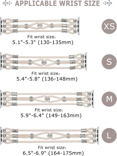 Miniatura 4 de TOYOUTHS Pulsera de cuentas compatible con Apple Watch Band de 49/46/45/44/1.654 in para mujer, correa de nailon elegante para iWatch Series