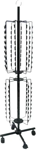 FixtureDisplays® Estante de clips de suelo con cabecera, giratorio, 144 clips - negro 15967-NEW-NF