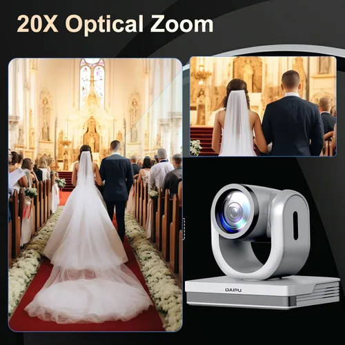 Miniatura 5 de Cámara PTZ 20X Zoom óptico 60fps HDMI USB SDI LAN PoE AI Seguimiento automático PTZ Cámara de conferencia para iglesia Transmisión en vivo