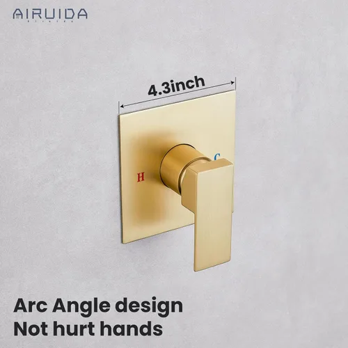 Miniatura 3 de Airuida Kit de Acabado de Válvula de Ducha de Una Sola Manija – Válvula de Instalación Empotrada de Latón para Montaje en Pared con Conexión