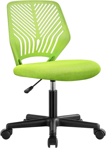 Miniatura 15 de Yaheetech Silla de oficina ergonómica de malla sin brazos, silla giratoria de respaldo medio con ruedas, silla de estudio de altura ajustable