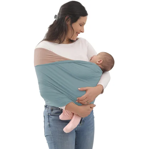 Portabebés Envolvente, Portabebés Envolvente Perfecto tipo Fular para Recién Nacidos y Bebés de hasta 35 libras. (Azul Acero, M (S, M, L de Talla de
