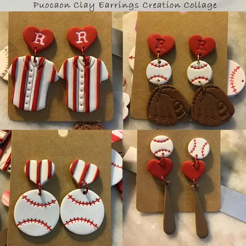 Miniatura 4 de Puocaon Cortadores de arcilla polimérica de béisbol, 10 piezas de cortadores de arcilla deportiva para fabricación de aretes de arcilla polimérica