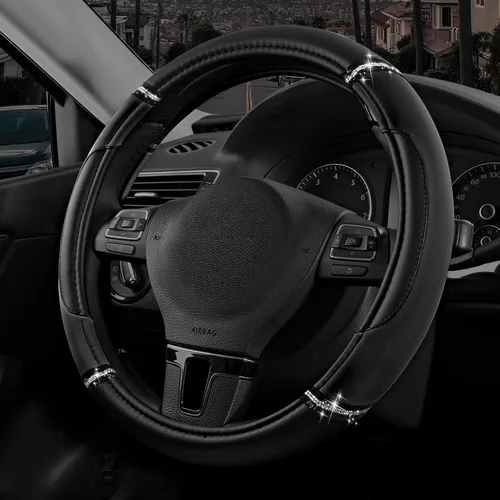 Miniatura 20 de Road Comforts Funda de Volante de Cuero - Hecha con Cuero PVC - Antideslizante, Ajuste Universal de 14 1/2 pulgadas a 15 pulgadas - Rosa Intenso