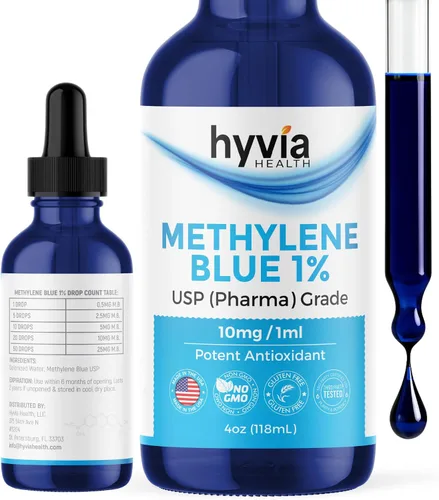 Miniatura 11 de Azul de metileno 1% USP grado farmacéutico para humanos – 99.99% de pureza – Probado por terceros, certificado ISO, formaldehído y alcohol gotas