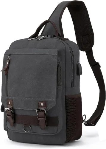 Miniatura 12 de Bolsa tipo mensajero de lona tipo bandolera para computadora portátil, casual, viajes, para hombres y mujeres