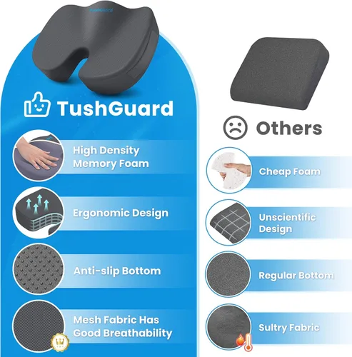 Miniatura 6 de TushGuard Cojín para Asiento, Cojines para Silla de Oficina, Cojín para Asiento de Coche, Almohadón para Silla Antideslizante, Almohada de Espuma