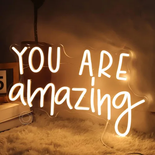 Miniatura 6 de SYLHOME Letrero de luz LED de neón "You Are Amazing" 5V para niñas, niños, dormitorio, sala de estar, aula, decoración de pared colgante