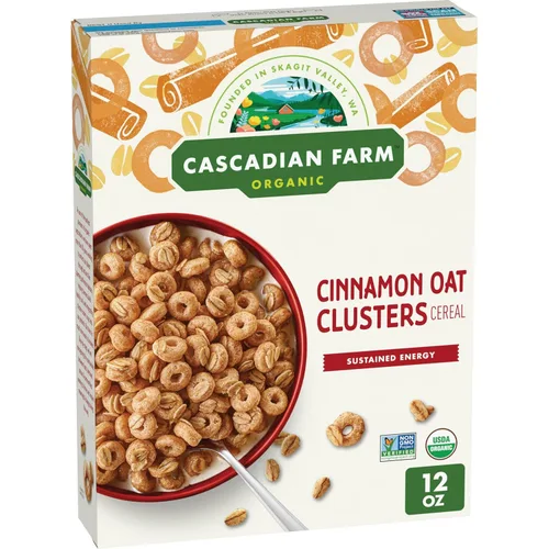 Cascadian Farm Cereal de racimos de avena orgánico con canela, hecho con grano entero, sin OMG, 15 onzas