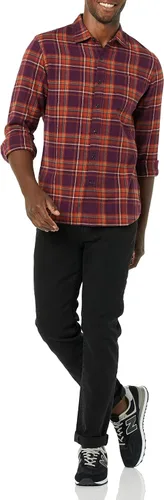 Miniatura 11 de Amazon Essentials Camisas de franela de manga larga para hombre, corte ajustado, a cuadros con botones