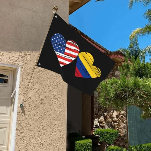 Miniatura 4 de Bandera colombiana de Estados Unidos, bandera colombiana personalizada, cuadrada, decorativa, de 2 x 3 pies, banderas de jardín, banderas
