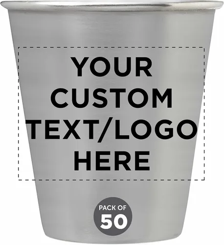 Vasos de chupito de metal personalizados de 2.5 onzas, juego de 50, paquete personalizado a granel, ideal para bodas, cumpleaños, fiestas, acero
