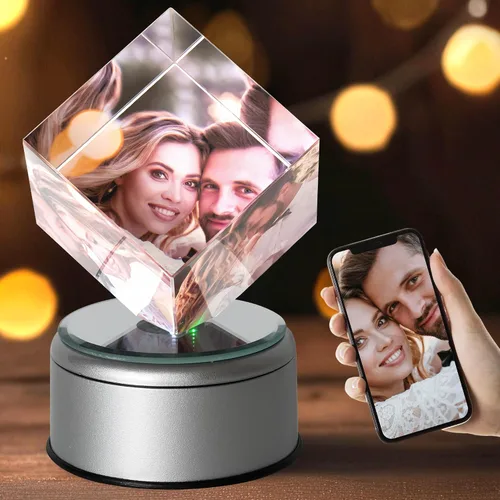Miniatura 8 de Marco de fotos de cristal 3D personalizado, marco de fotos de cristal con impresión UV personalizado con tu propia foto, regalos personalizados