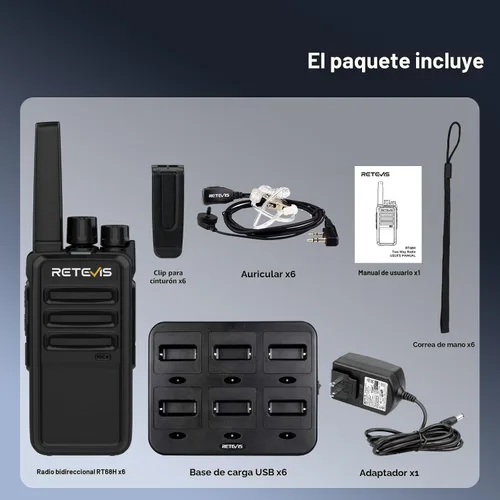 Miniatura 9 de Retevis RT68H Walkie Talkies para adultos de largo alcance, radios portátiles FRS de dos vías recargables, intuitivas, pantalla de potencia