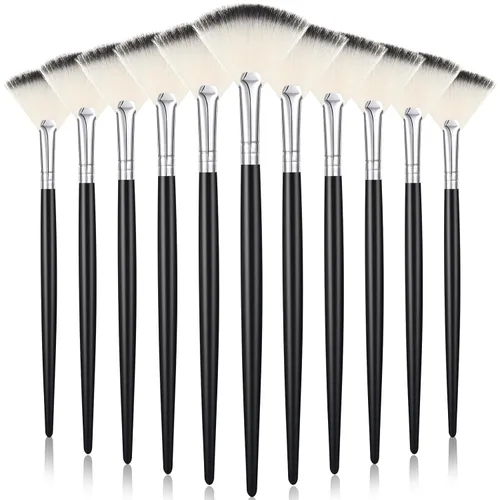 Miniatura 8 de Ziliny 12 piezas de cepillo facial suave para colorete, cepillo de maquillaje, aplicador de ácido, herramientas cosméticas multiuso para máscara