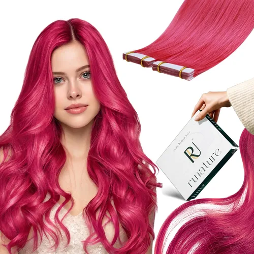 Miniatura 28 de RUNATURE Extensiones de cabello humano con punta I Tip color rosa, invisibles, extensiones de cabello humano real, extensiones de cabello humano