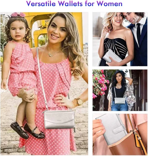 Miniatura 2 de nuoku Pulsera de viaje con doble cremallera cartera RFID para mujer con 2 correas