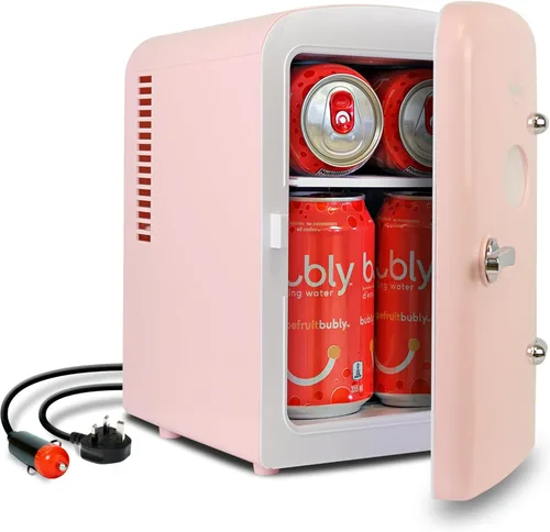Miniatura 9 de Koolatron Mini refrigerador – Refrigerador de 6 latas para dormitorio, oficina, enfriador de bebidas portátil de mesa, refrigerador de 12 V 110 V