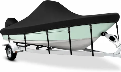 Cubierta para consola central de barco de 16 a 18.5 pies, impermeable 1200D resistente lona de grado marino, cubierta de barco remolcable en V con