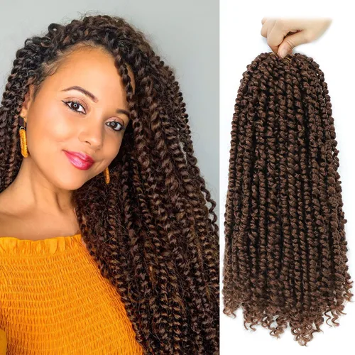 Miniatura 33 de Fulcrum Cabello Passion Twist de 6 pulgadas, 8 paquetes de cabello de ganchillo Passion Twist para mujeres negras, cabello pretrenzado de ganchillo