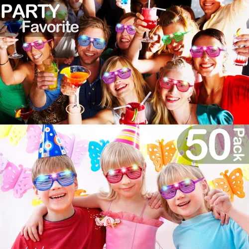 Miniatura 4 de iGeeKid Paquete de 50 lentes LED iluminados para fiesta, que brillan en la oscuridad, suministros para fiestas del 4 de julio, obturador, juguetes