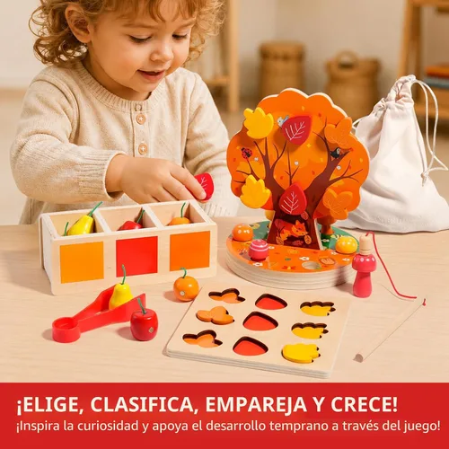 Miniatura 3 de INIFEIDALA Juguetes Montessori para niños de 3, 4, 5 y 6 años - Juguete sensorial de madera para niños pequeños - Rompecabezas de clasificación