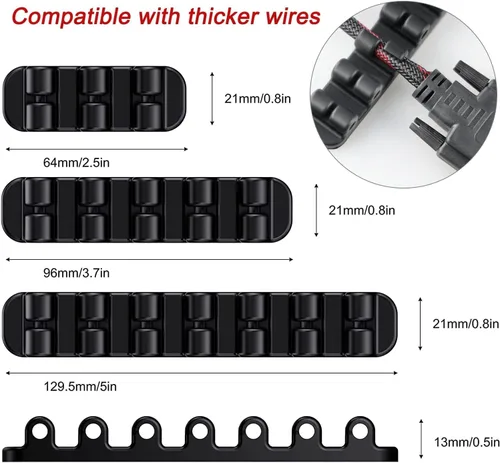 Miniatura 3 de SOULWIT Soporte de Cable Mejorado, Clips Organizadores de Gestión de Cables de Silicona Autoadhesivos para Escritorio Cable de Carga USB Cable