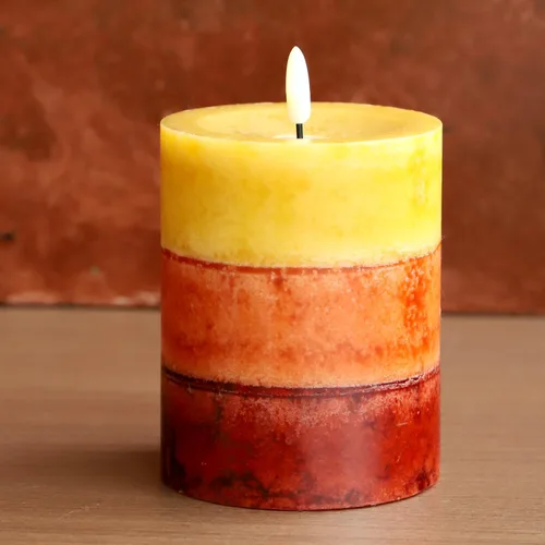 Miniatura 10 de Velas de abedul real sin llama incrustadas con bayas rojas, velas de Navidad sin llama con control remoto, velas tipo pilar que funcionan