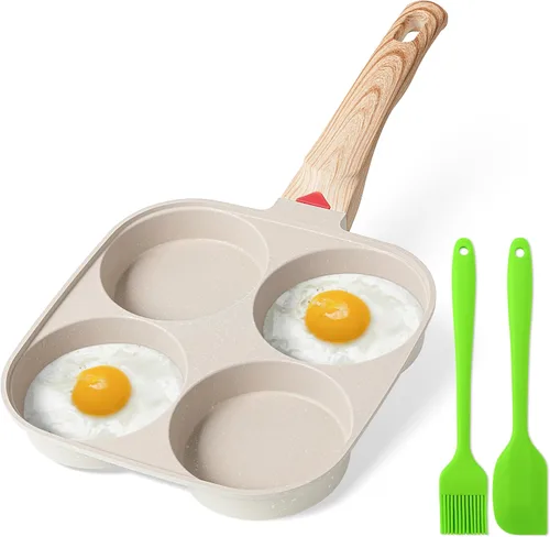 MyLifeUNIT Sartén para huevos de 4 tazas antiadherente, sartén para huevos fritos para desayuno, panqueques, hamburguesas, sándwiches, adecuada para