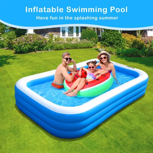 Miniatura 10 de Sumbee Piscina inflable para niños de 4 a 8 a 12 años y adultos, 120 x 72 x 22 pulgadas con PVC grueso, 306 galones, piscina rectangular grande