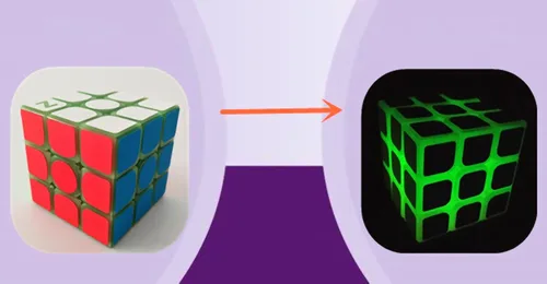 Miniatura 5 de AMAZA - Cubo de velocidad fluorescente 3 x 3, verde luminoso, plástico, rompecabezas, 1 juego, 1 unidad, 1 unidad, adulto