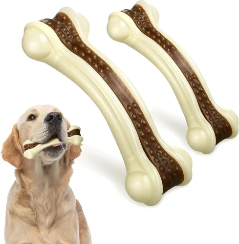 Miniatura 13 de Sosation Juguetes para perros en forma de huesos para masticadores agresivos, paquete de 2 juguetes navideños para masticar perros, dentición