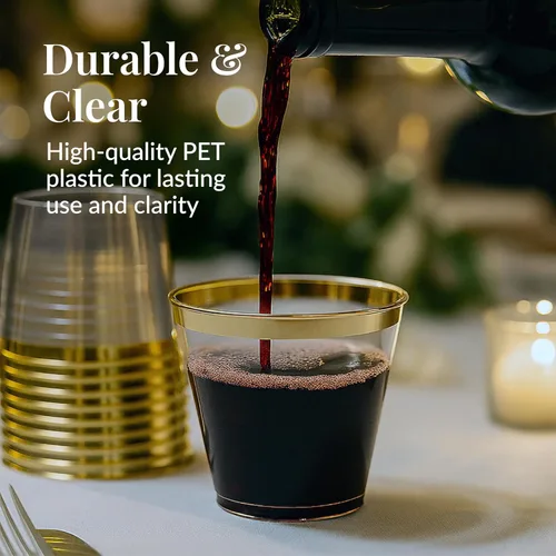 Miniatura 2 de Vasos desechables resistentes Prestee - Vasos de plástico elegantes y resistentes - Vajilla de plástico para cóctel - Vaso desechable para beber