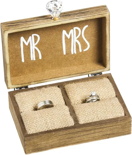 Miniatura 7 de Caja para anillos de Cypress Home, para él y para ella, 5 pulgadas de ancho x 6 pulgadas de profundidad x 2 pulgadas de altura
