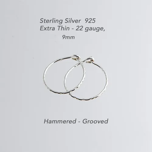 Miniatura 57 de Aretes de plata de ley abiertos para cartílago, tragus, delgados, calibre 22