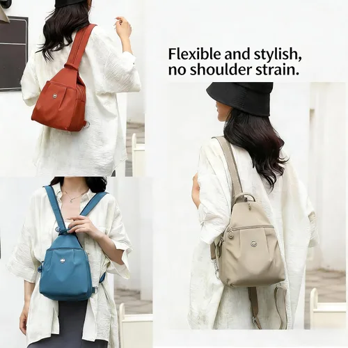 Miniatura 2 de 2025 Premium 3 en 1 bolsa de viaje antirrobo, mochila de tela Oxford impermeable de 2 vías, bolsa de mano para mujer, Negro, Tamaño único, Moda