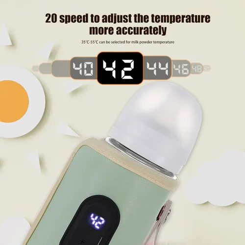 Miniatura 4 de Calentador de biberones portátil de 18 W, calentador de biberones de calentamiento rápido, temperatura ajustable, USB, calentador de biberones