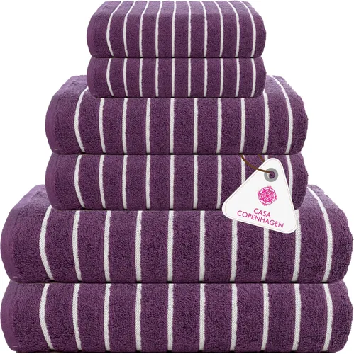 Miniatura 122 de CASA COPENHAGEN Juego de 6 toallas de palomitas de maíz, color azul polvoriento, 21.16 oz/m², 2 toallas de baño, 2 toallas de mano y 2 toallas