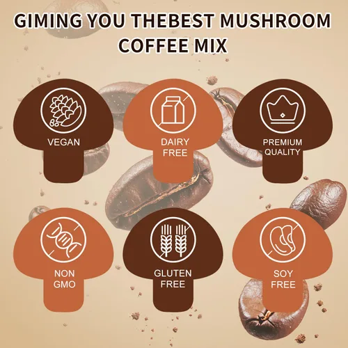 Miniatura 4 de CANLIST Café en polvo orgánico de hongos 9 en 1 con melena de león y chaga, Cordyceps, Reishi, Shiitake para enfoque cognitivo, apoyo inmunológico